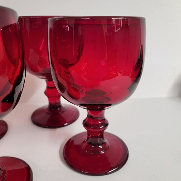 Vintage Hoffman House Ruby Red 6" Wine Water Goblets Imperial Glass 1966 Set 4 - Picture 4 of 8